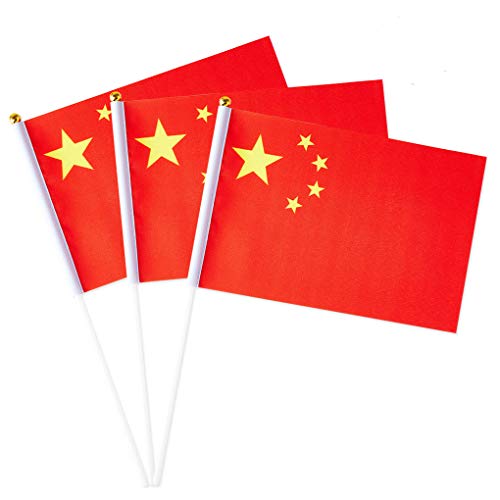 China Flag Chinese Flag, Small Mini Handheld China Flags on Stick, Ideal for Party Parades Sports Events Patriotic Festival Decorations