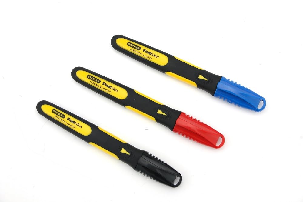 Stanley Fatmax 0-47-322 Permanent Marker, Multi-Colour, Set of 3 Piece