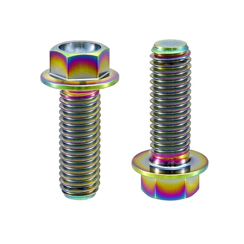Image of Rison Titanium Bolts Titanium Flanged Hex Head Bolt M6x1.0x10mm 6AL4V Aerospace Grade Ti Bolt Rainbow Titanium Bolt for Motorcycle Car Modification Pack of 5