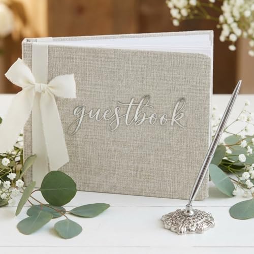 Tinlade Wedding Guest Book with Pen 7 x 9 Inches Guestbook
