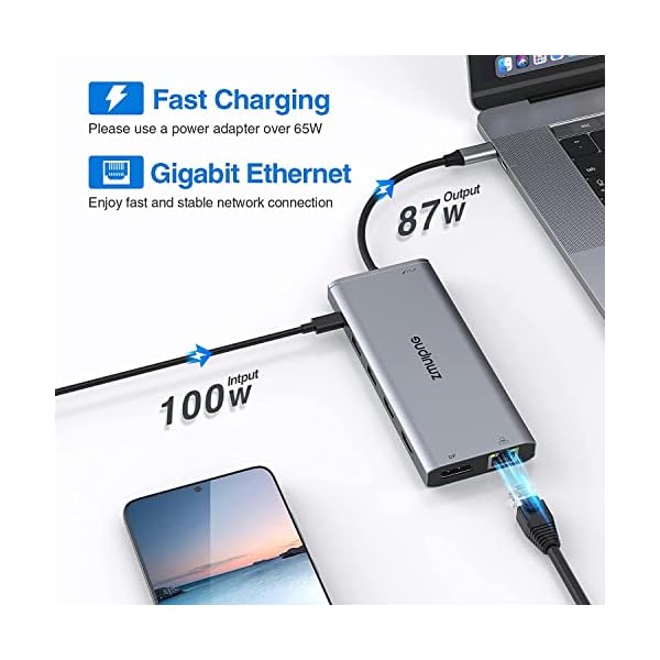 USB C Docking Station Dual Monitor,Triple Display USB C Hub, 14 in 1 Laptop Dockingstation mit 2*4K HDMI,DP/Displayport,Ethernet,4*USB,100W PD,USB-C Data,SD/TF,Audio/Mic,USB C Dock für Dell HP Lenovo – Bild 7