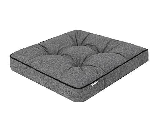 PillowPrim 4er Set Stuhlkissen 49x47 cm Sitzauflagen Polsterauflagen Outdoor/Indoor Außen/Innen Garten Winter gatren Freizeit Sommer Sommerferien Anthrazit