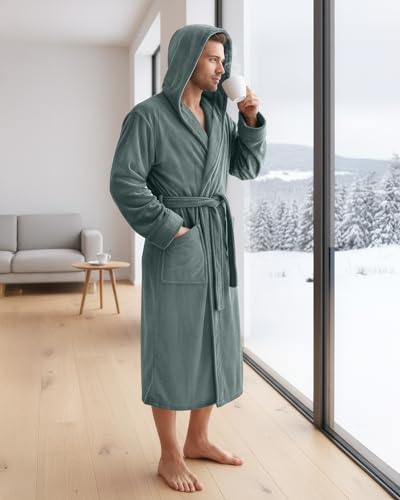 Image of NY Threads Mens Hooded Robe - Plush Long Bathrobes for Men