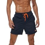 ZOXOZ Mens Swimming Shorts Board Shorts Waterproof Quick Dry Beach Shorts Swim Trunks Summer Casual Surf Shorts with Pockets Mesh Lining Dark Blue M