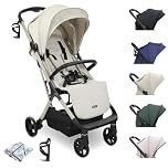 My Babiie MBX7 Autofold Stroller – from Birth to 4 Years (22kg), Foldable & Compact, Lightweight, Travel Buggy for Toddlers, Pushchair Includes Rain Cover - Ivory