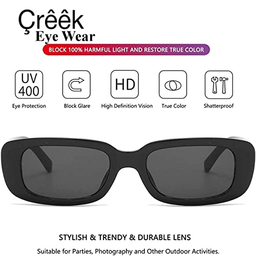 Image of CREEK Rectanglular Sunglasses for Women Retro Driving Sunglasses Vintage Fashion Narrow Square Frame UV400 Protection