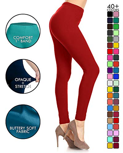 Image of Leggings Depot Women's High Waist Leggings Soft 1 inch Waistband Solid Pants - Regular, Plus, 1X3X, 3X5X