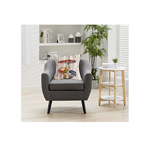 Fukeen Colorful Mushroom House Throw Pillow Covers Set Of 4 Vintage Wood Background With Lotus Leaf Flower Ladybug Insects Pillow Cases Spring Farmhouse Decorative Cushion Cover Cotton Linen 18”X18” #TOP4