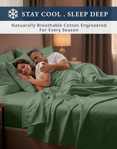 Image of LANE LINEN Black Sheets Full 100% Egyptian Cotton Sateen - Iceberg Green | Cotton Full Size Sheet Sets - 4-Piece Set, For A Luxurious Night's Sleep, For A Silky Hotel-Style Bed, Luxe Sheen