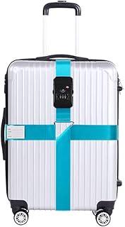 Luggage Straps for Suitcases with Lock Luggage Tag Adjustable Cross Suitcase Belts, Luggage Lock TSA Certified Customs Lock Travel Accessories (Sky blue)
