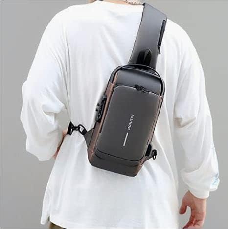 Miniatura 4 de Anti theft Crossbody Sling Bag,Waterproof Chest Daypack with USB Charging, Shoulder Backpack for Men and Women (Brown and Gray)