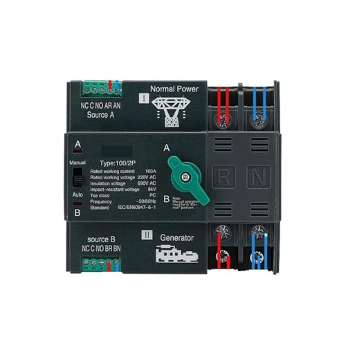 Inverseur de source automatique 2P 220V 32A avec commutation sans coupure sur rail DIN