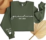 Personalized Grandma Sweatshirt with Grandkids Names for Women Grandma Sweater Custom Gifts for Gigi Birthday Est 2026 with Kids Name Multicolor