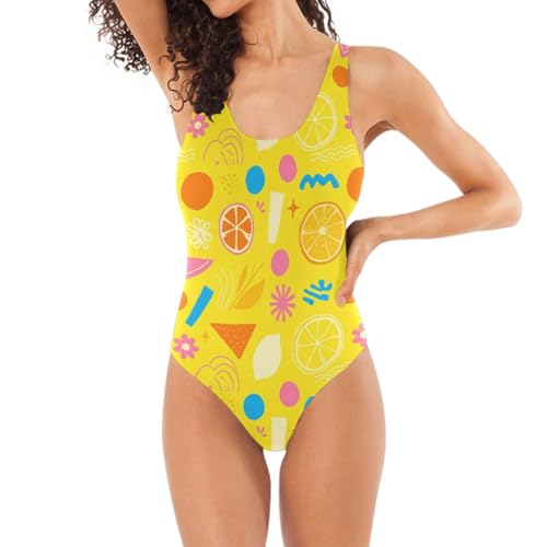 Maillot de bain sculptant dos en U avec imprimé vitaminé agrumes