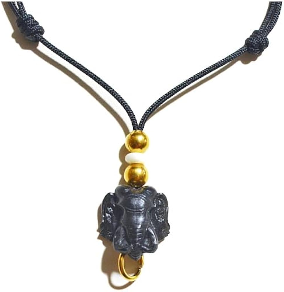 Amazon | プラクルアン用紐 黒 ひも 象 チャーム お守り タイ