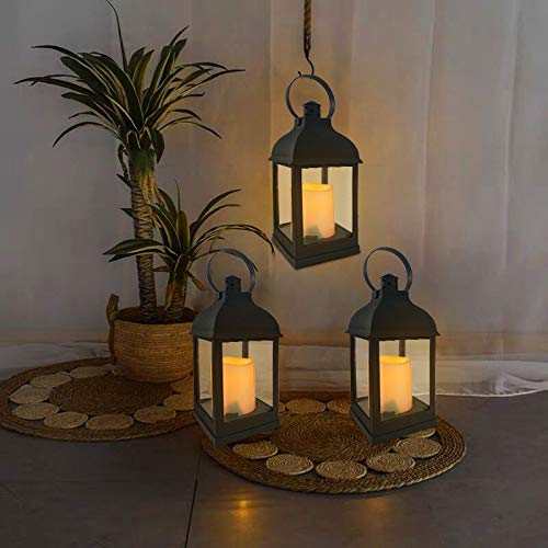 Decorative Candle Lanterns Flameless Battery-Operated, 10'' Indoor Outdoor Hanging Plastic Rustic Lantern Decor For Farmhouse, Wedding(Black, 1) #TOP6