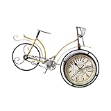 Suseiuua Orologio da tavolo in metallo con biciclette da tavolo a batteria senza ticchettio per camera da letto soggiorno decorazioni per la casa retrò a batteria nessuno ticchettio analogico da