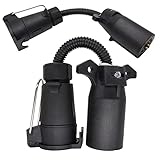 AUTOXBERT Round 7 Way to 7 Way Blade Trailer Adapter Towbar Towing Socket Plug Adapter Connector Vehicle RV Trailer Replacement Car Parts