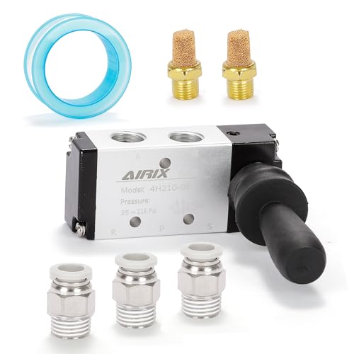 AIRIX 4H210-08 Hand Lever Valve, 5-Port 2-Position Manual Pneumatic Valve, 1/4
