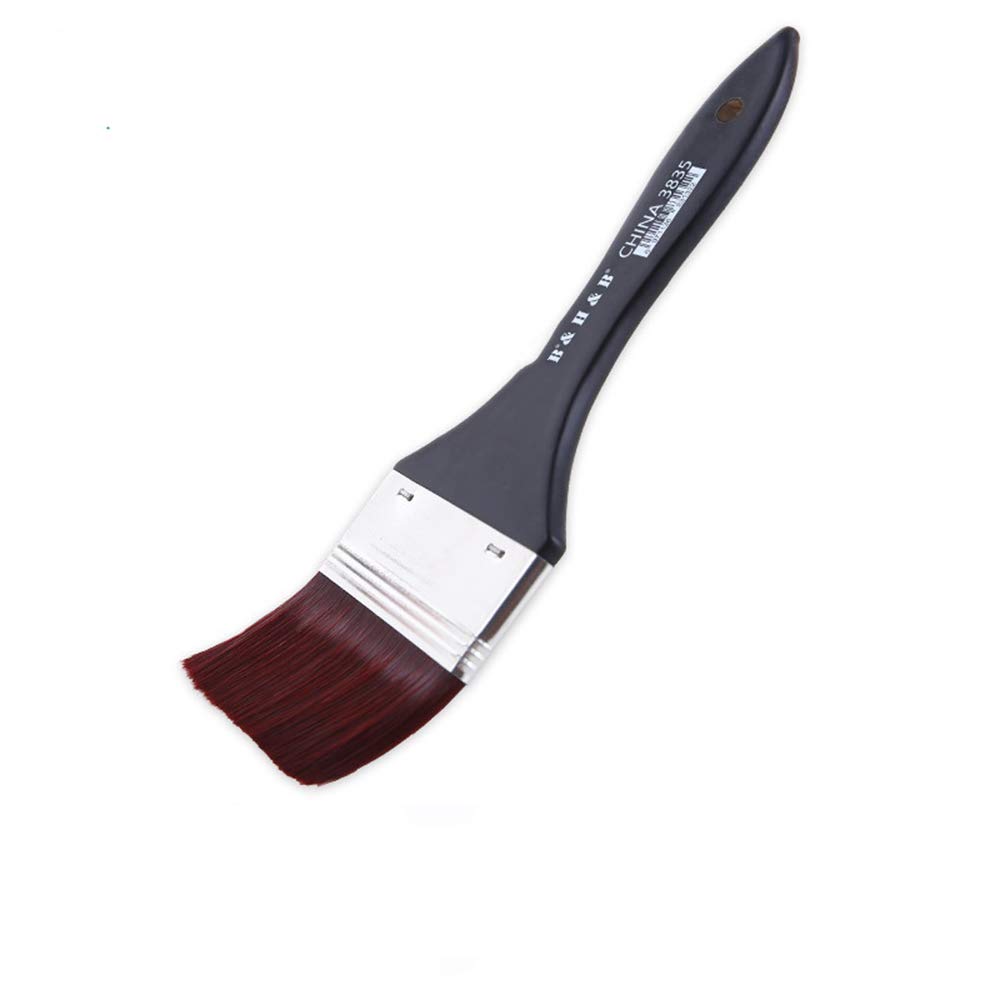 Amacoam 3 Pezzi Pennelli Piatti con Manico in Legno,Pennelli Pittura in Legno Set per Pittura Acrilica, Colori ad Acqua, Vernice,Mobili, Pittura Muri, Carta da Parati