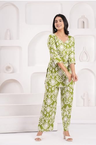 Image of YAZIA Women Cotton Lounge Wear Set - Printed Top & Pyjama Co-Ord Set | Soft Breathable Fabric | Daily, Nightwear & Home Wear | Small to 3XL