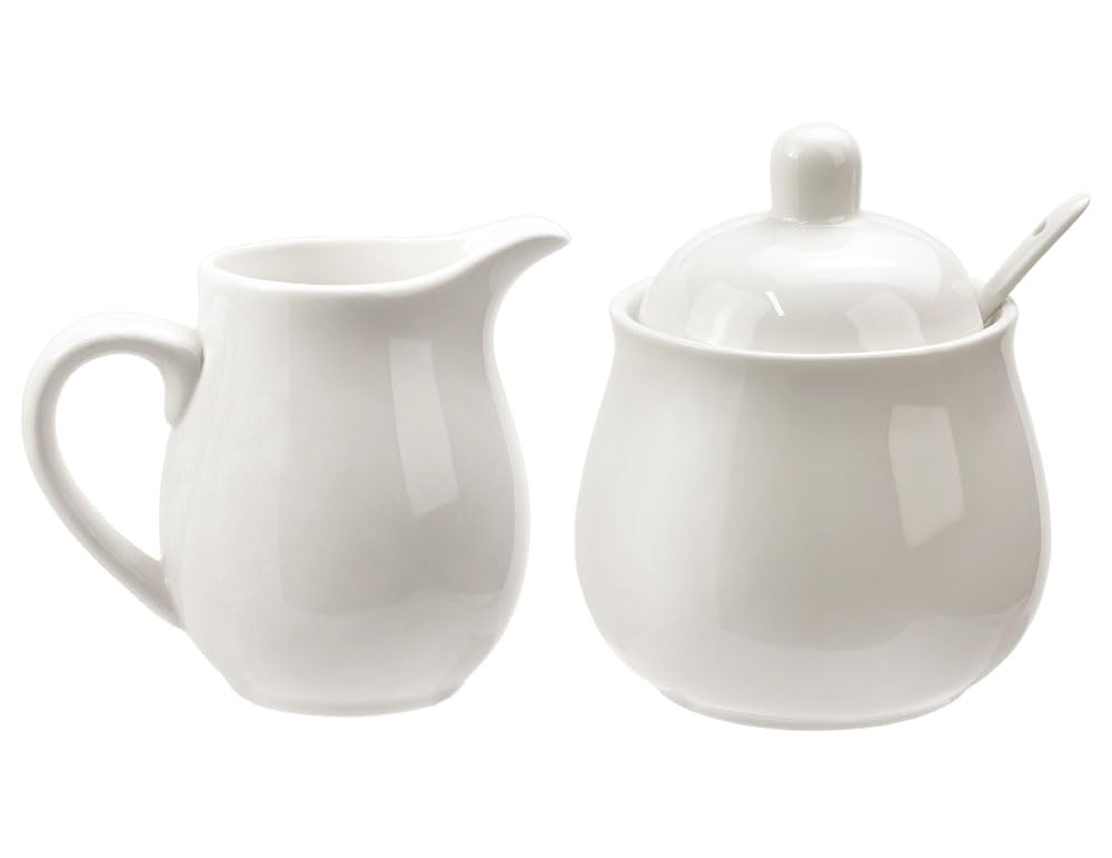 Ceramic Colorful Creamer and Sugar Set with Lid Spoon, Coffee Serving Set