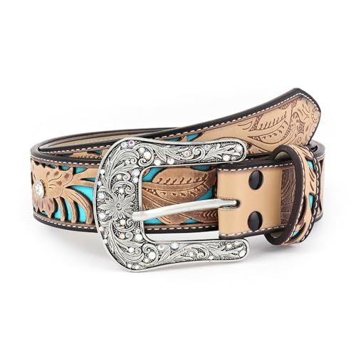 Ceinture occidentale motif floral sculpté un savoir-faire vintage pour homme et femme