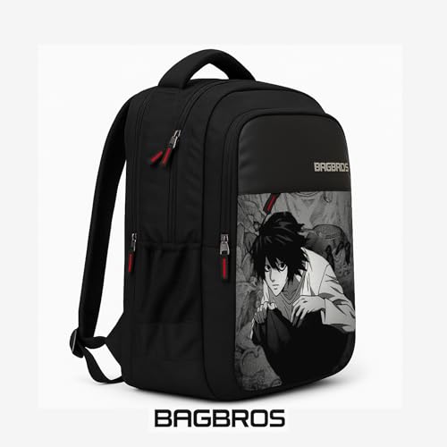 Image of Bagbros Anime Printed Backpack Death Note L Printed Laptop Bagpack | 30L Death Note Anime Printed L Death Note Anime Printed Backpack Multi-Storage Backpack,Laptop Bags,School Bags,College Bags