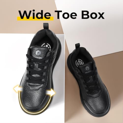 Image of FitVille Wide Shoes for Men Dress Sneakers Casual Oxfords Comfortable Shoes for Men Lightweight Plantar Fasciitis Bunions