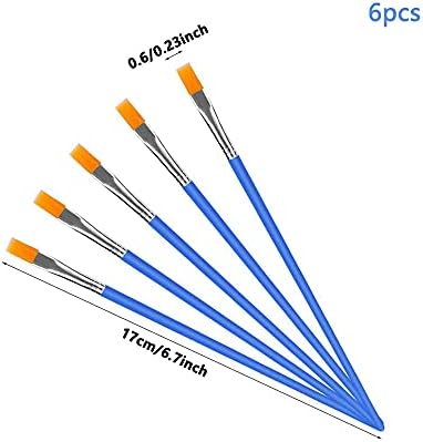 WYAN 6pcs Flat Paint Brushes,small Brush Bulk For Fine Detailing, Art Painting-acrylic, Oil, Watercolor, Gouache, Model, Graffiti Drawing(Blue)