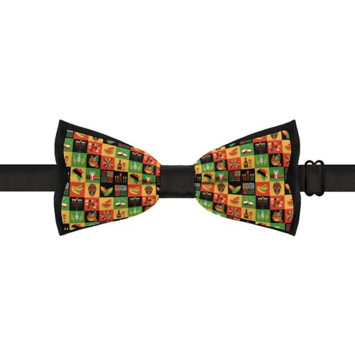 GoasNei Happy Kwanzaa African American Heritage Festival Bow Tie for Men Adjustable Necktie Funny Tie Neck Ties for Weddings Party