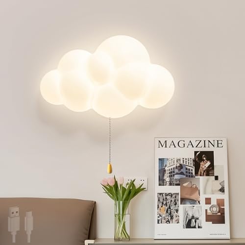 Aplique de pared LED nubes recargable con interruptor para habitación infantil