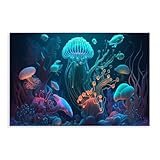 Korallenriff-Quallen-Poster, Leinwand-Poster, Schlafzimmer, 