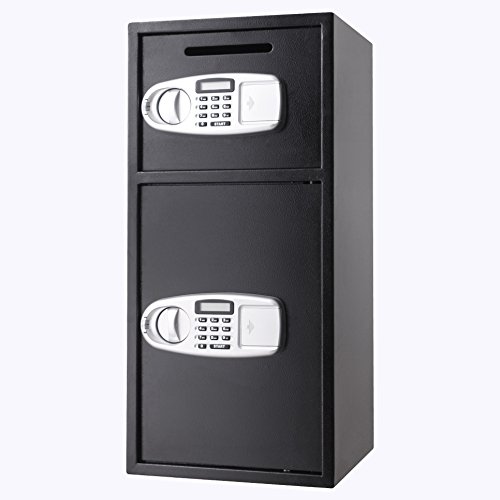 Preisvergleich Produktbild Anhon Elektronikschloss Tresor 4MM Doppel- Stahltür Sicherheitsschrank Mit Zahlenschloss Möbeltresor Mit Schlüssel Doppelbarschlosss für Schmuck Dokumente Urkunden Geld usw. (Tresor)