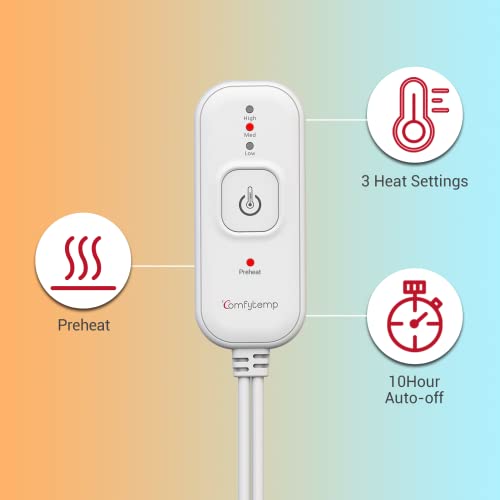 Comfytemp Heated Mattress Pad Twin Size 31"X55", Single Controller Quilted Electric Mattress Pads With 7-Layer Comfort Structure, 3 Heat Settings & 10 Hours Auto Shut Off, Machine Washable #TOP5