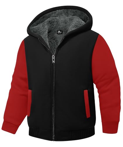 Image of SWISSWELL Boys Hoodie Sherpa Fleece Lined Jacket Soft Warm Zipper Sweatshirt Outerwear