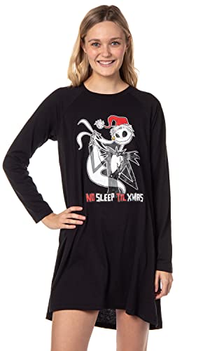 The Nightmare Before Christmas Women's Jack Skellington No Sleep Til Xmas Sleep Shirt With Socks (X-Large) Black #TOP1
