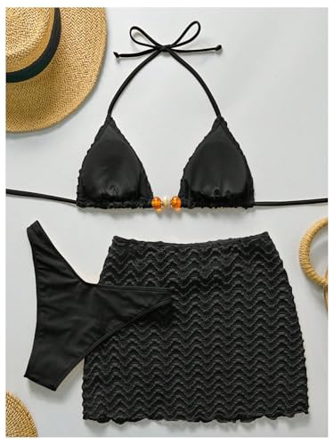 Bikini triangle en dentelle premium avec perles fines - 2