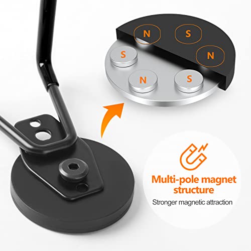 Homde 3 Packs Strong Magnetic Hooks Heavy Duty Garage Hooks Double Hooks Design, Industrial Hooks for Hanging, Utility Magnetic Hanger for Toolbox, Hammer, Garden Tools, Drills, Black