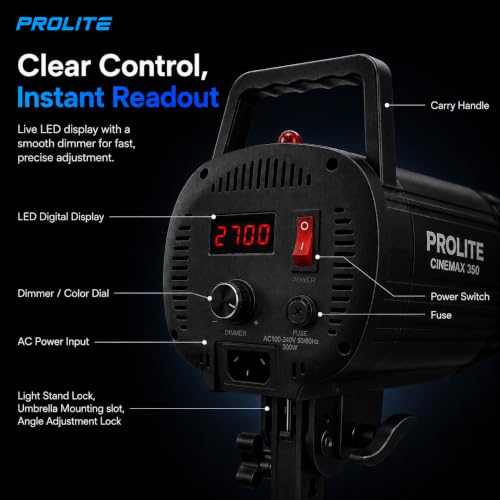 Image of Prolite Cinemax 350 Bi COB LED Studio Light, 2700-6500K Bowens Mount