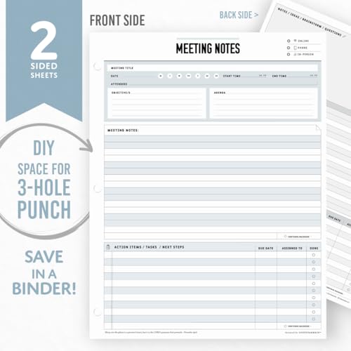 Bloc-notes de réunion de bureau à 50 feuilles pour organiser l'école et les tâches - 4