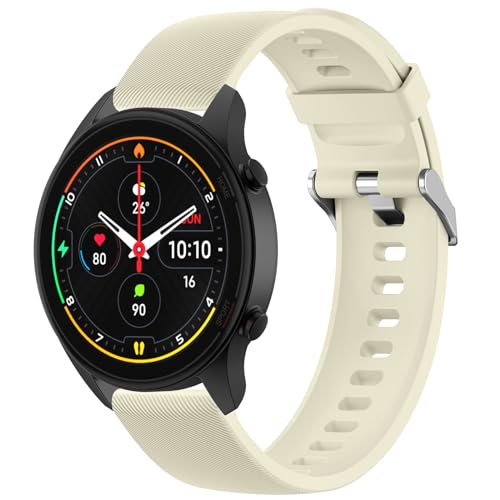 ZGCE Correa para Xiaomi Mi Watch Color Sport/Xiaomi Mi Watch / S1, 22mm Pulseras de Repuesto de Silicona, Marfil