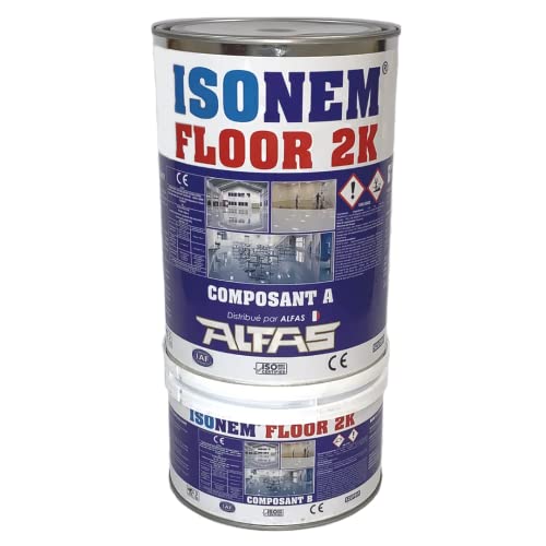 ISONEM Résine Epoxy - FLOOR 2K - Sol Intérieur - Revêtement Garage - 5KG - GRIS Cover