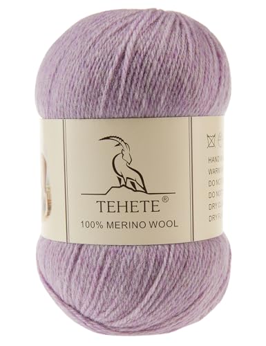 Image of 100% Merino Wool Yarn for Knitting 3-Ply Luxury Warm Soft Lightweight Crochet Yarn(Light Purple,3Balsl)
