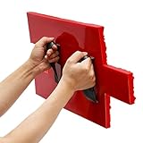 Concrete Stamps Mats Set, 22.2 * 12 Inch Seamless Slate Stone Texture Imprint Set for Walls/Floors, Red Polyurethane Concrete Cement Stamping Mats Tool, Fractured Thin Slate Overlay Perfect for DIY