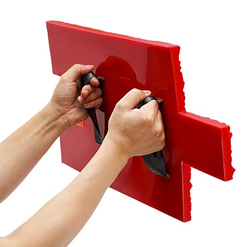 Concrete Stamps Mats Set, 22.2 * 12 Inch Seamless Slate Stone Texture Imprint Set for Walls/Floors, Red Polyurethane Concrete Cement Stamping Mats Tool, Fractured Thin Slate Overlay Perfect for DIY