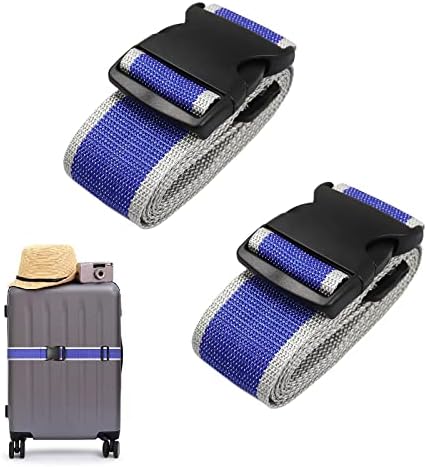 2 PCS Luggage Suitcase Straps Set,Travel Accessories Thickened Luggage Belt with Quick Release Buckle,Adjustable Blue Travel Luggage Straps for Suitcase Baggage.