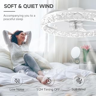 VOLISUN Ventilatore Da Soffitto Con Luce e Telecomando, 6 Velocità E Dimmabile, Lampadario Ventilatore Moderno, Ventilatore Da Soffitto LED Silenzioso Per Camera Da Letto E Soggiorno (Bianco, 50CM)