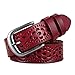 Produktbild Lalafancy Damen Leder Gürtel Echtes Rindsleder Ledergürtel Mode Hohle Blume Design Damengürtel mit Legierung Schnalle für Jeans (Rot)