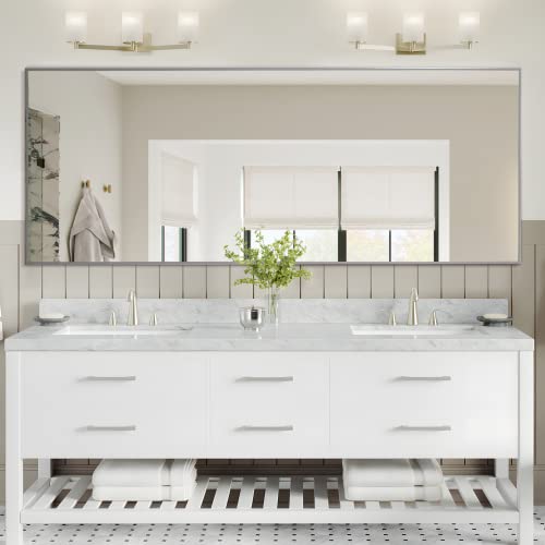 Image of NeuType Full Length Mirror Floor Mirror with Standing Holder Bedroom /Locker Room Standing /Hanging Mirror Walnut Wood Dressing Mirror (Grey Flash Silver)